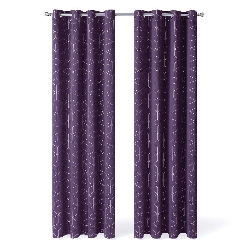 Rideaux décoratifs occultant à losanges argentés (ensemble de 4), Orange flamme, L 52 po x L 45 po