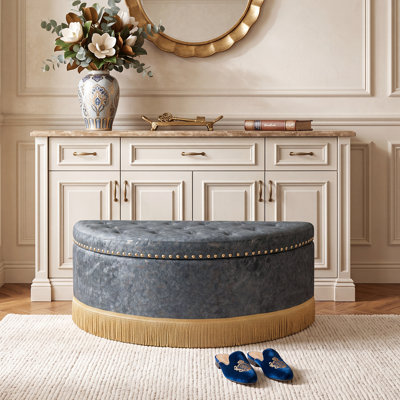 Banc de rangement avec repose-pieds l 43 po demi-lune