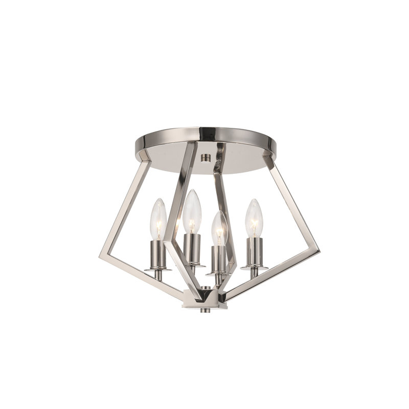 Plafonnier encastré 4 lumières 15 po Murice, Nickel poli