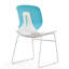 4 chaises empilables blanches et bleues modernes, siège en polypropylène, dossier renforcé en fibre de verre, 18,9 x 19,7 33,88 pouces, ergonomique pour 4 conversations de bureau, confortable et fonctionnel