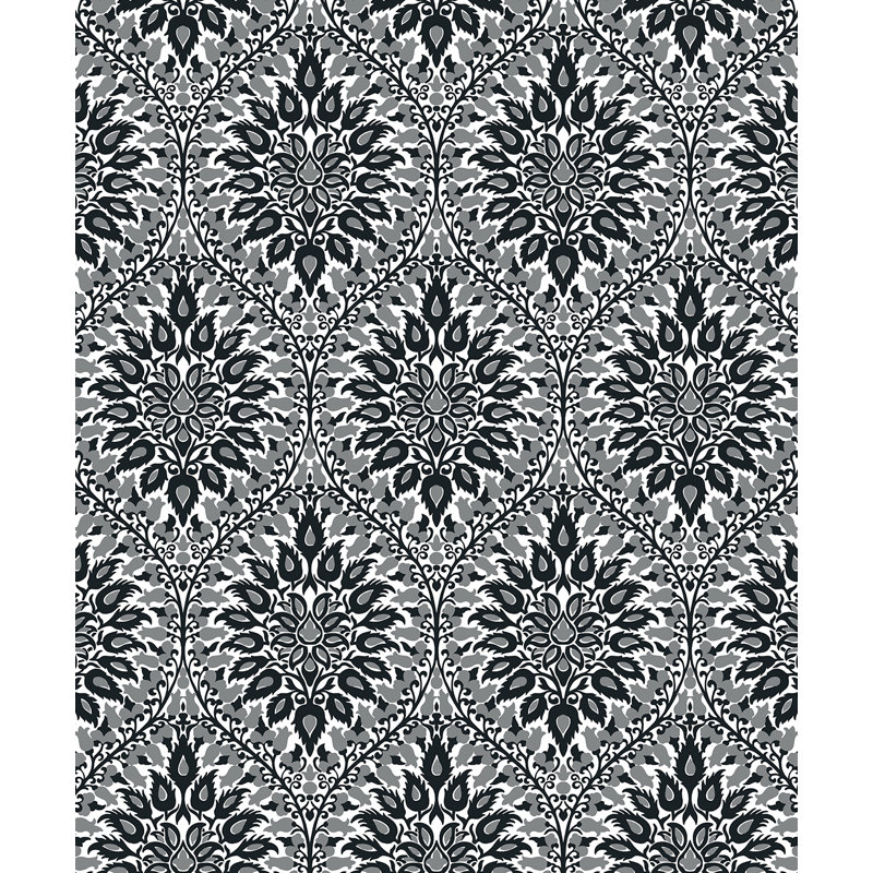 Landgraff Damask Roll, Black/White/Gray