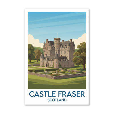 Castle Fraser, Scotland - Romantic Travel Poster Of Historic Scottish Castle And Gardens. Giclee Print On Wrapped Canvas. Wall Art, Home Decor - Castles & Palaces, Scotland - Wrapped Canvas Print