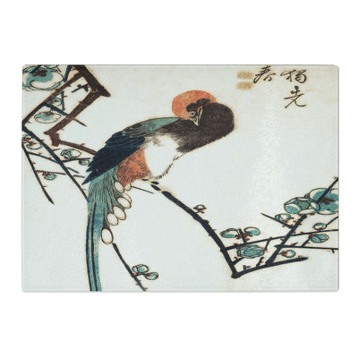 Tempered Glass a Long-Tailed Bird Chopping Board