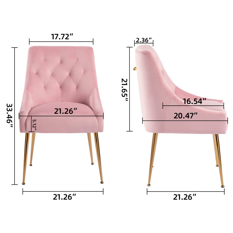 Chaise parsons en velours Julietta, Rose