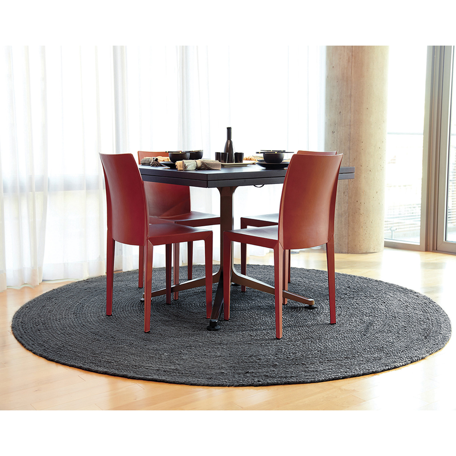 Gage Charcoal Hand-Braided Jute Rug, Round 6'