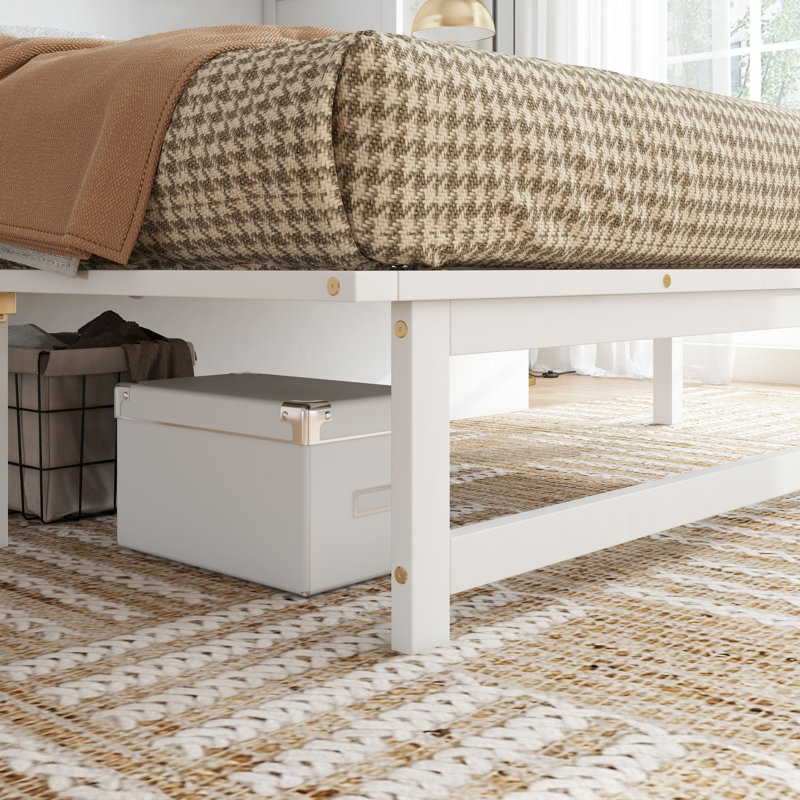 Lit escamotable en bois massif avec chargeur intégré et tablettes amovibles, Blanc, Grand lit