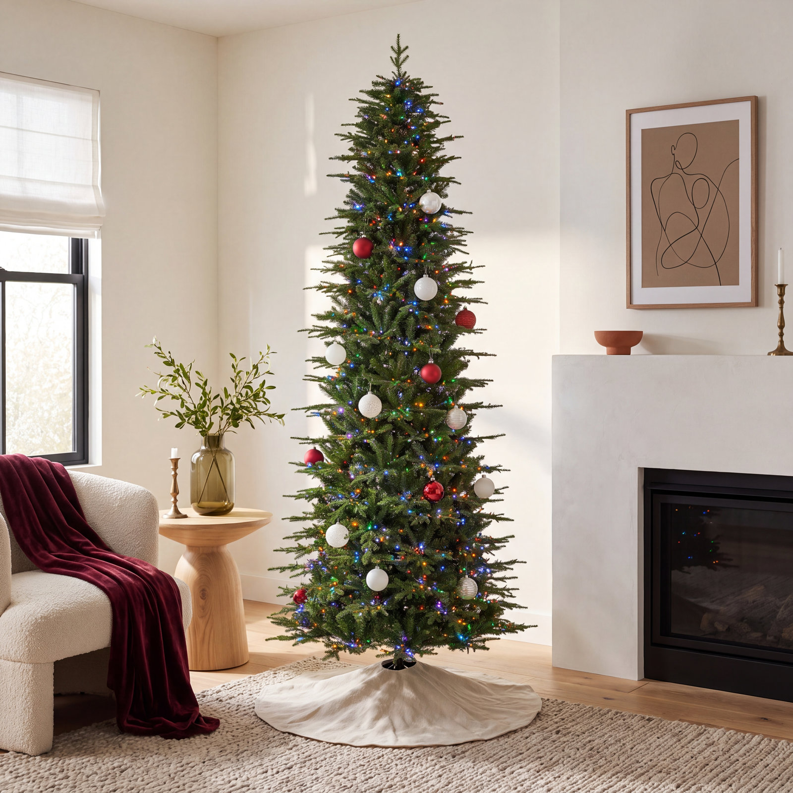 Slim Pre-Lit Fir Christmas Tree, 11' H