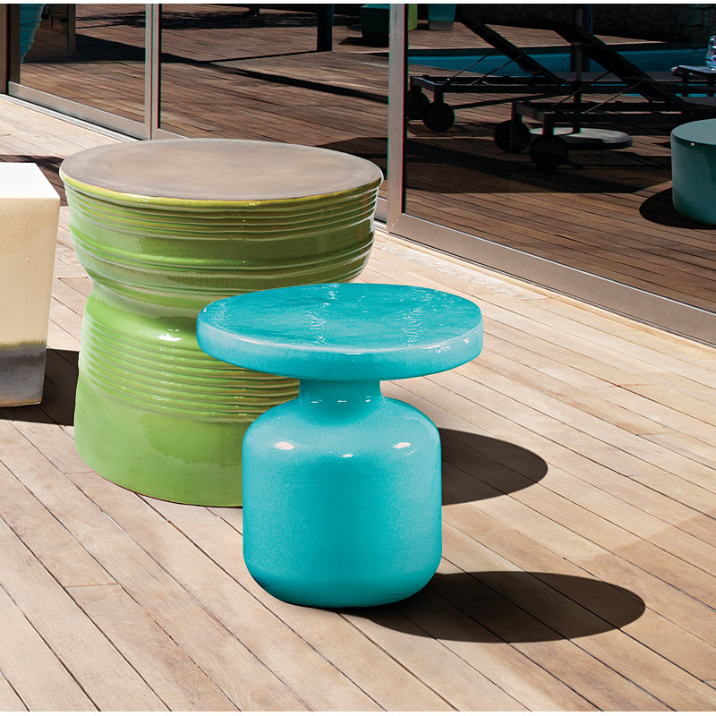 Outdoor Round Side Table, Aquamarine