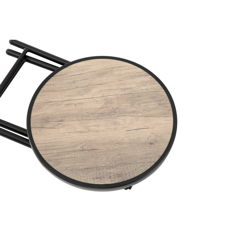 Folding Patio Side Table with Tempered Glass Tabletop