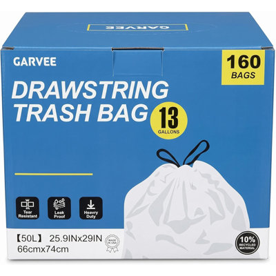 Tall Trash Bags 50L (13 Gallon), 80 Count 2 Roll