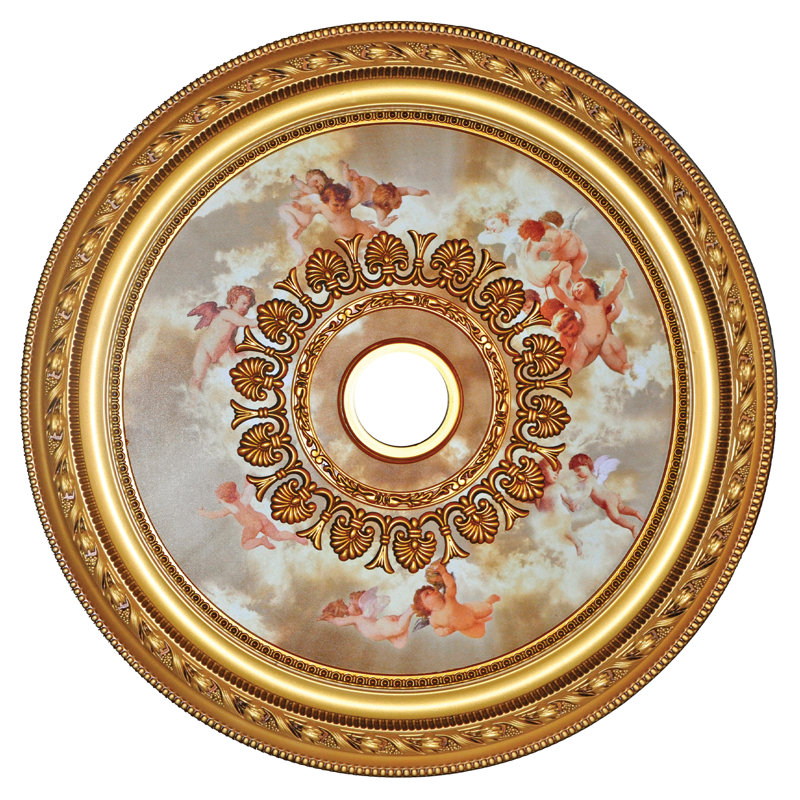 Angel - médaillon de plafond rond, Blanc / Brun