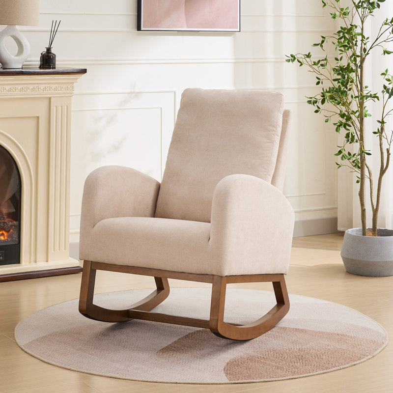 Coss Rocking Chair, Beige Polyester