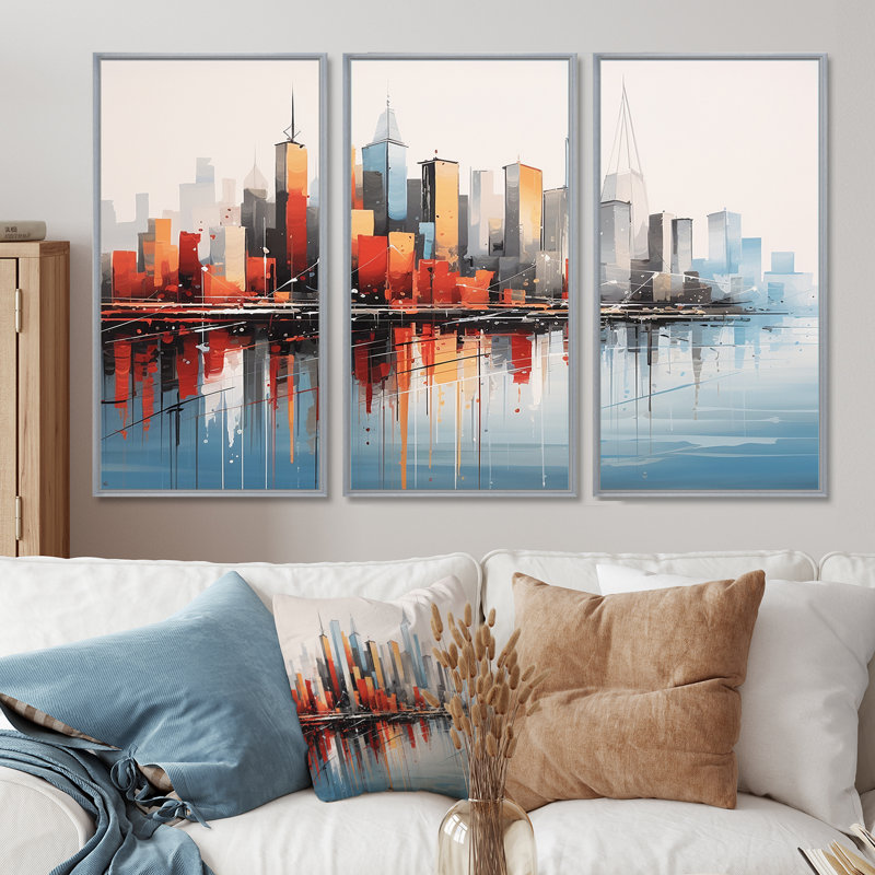 Ensemble de salon Naya - New York City Wall Art, Encadrement argenté, H 32 po x l 48 po x P 1 po