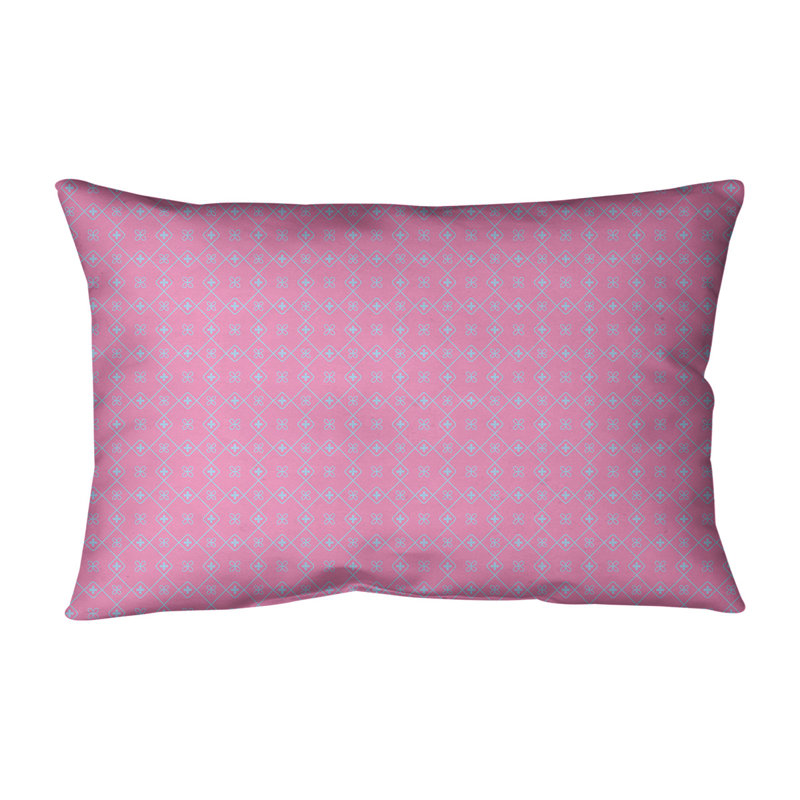 Coussin lombaire en coton Katelyn Elizabeth Doily, Pas de bourre, Rose / Bleu