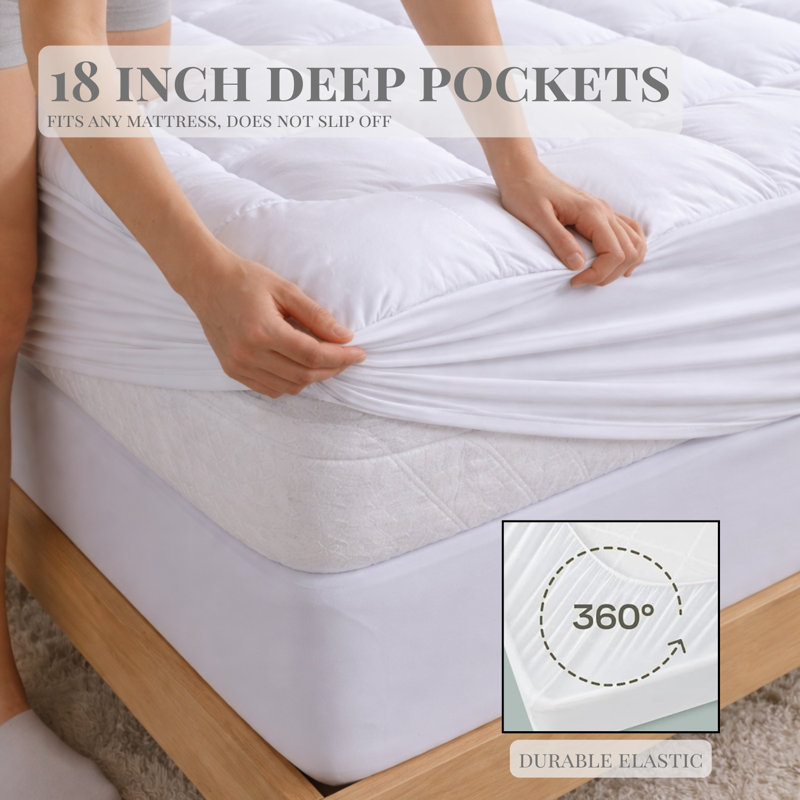 Surmatelas rafraîchissant 100% coton, poches profondes de 18 po , Grand