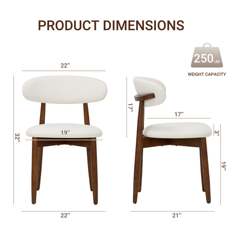 Chaise d'appoint rembourrée en bois massif, Beige