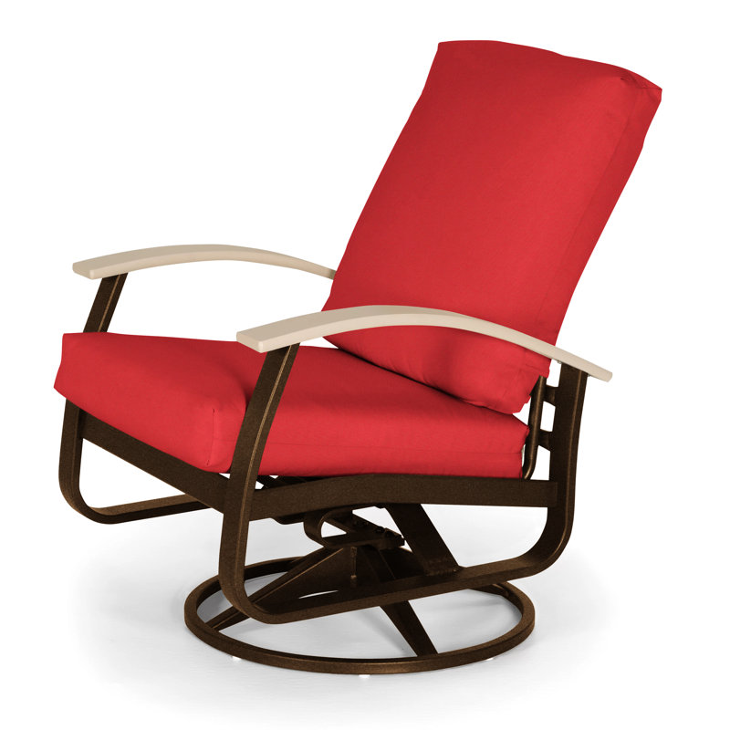 Belle Isle Outdoor Swivel Lounge Chair, Red, White P50, Textured Kona