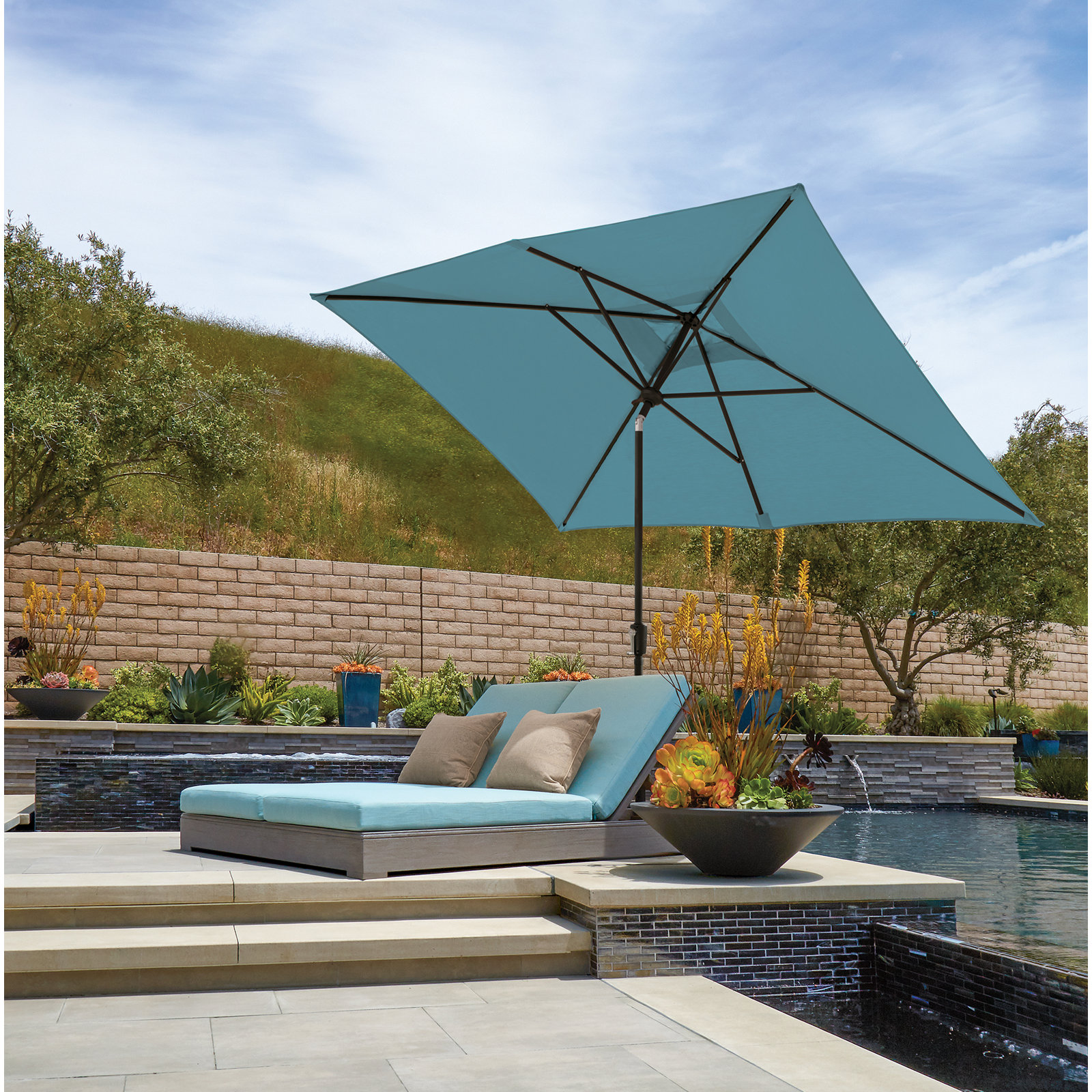 Launceston 78'' Outdoor Umbrella, Canvas Aruba Sunbrella® Canvas, Black