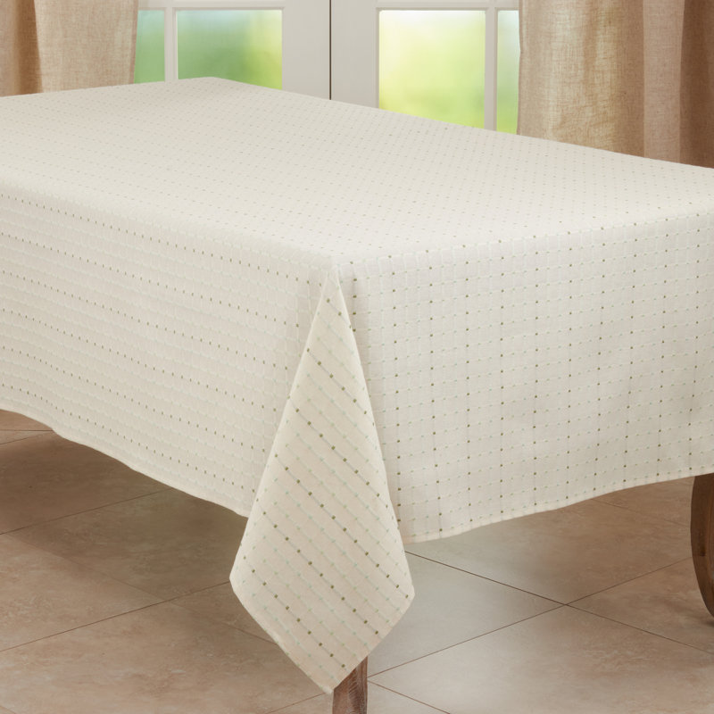 Clarkston Box Stitch Tablecloth, 70" x 50", White