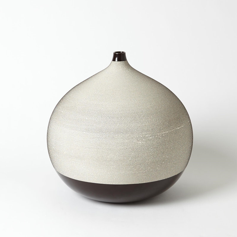 Pixelated Ball Vase, Black/Brown, 14"H x 15"W x 15"D