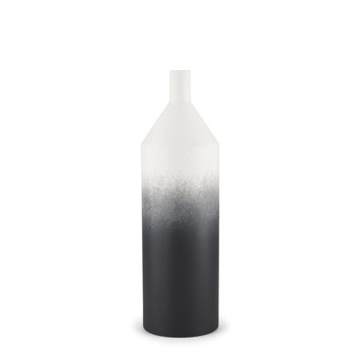 20" Black And White Ombre Metal Table Vase