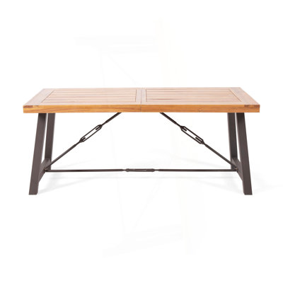 Outdoor Acacia Wood Metal Base Dining Table