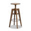 Spencer Minimalist Oak Wood Adjustable Bar Counter Stool, Walnut Brown Oak Wood