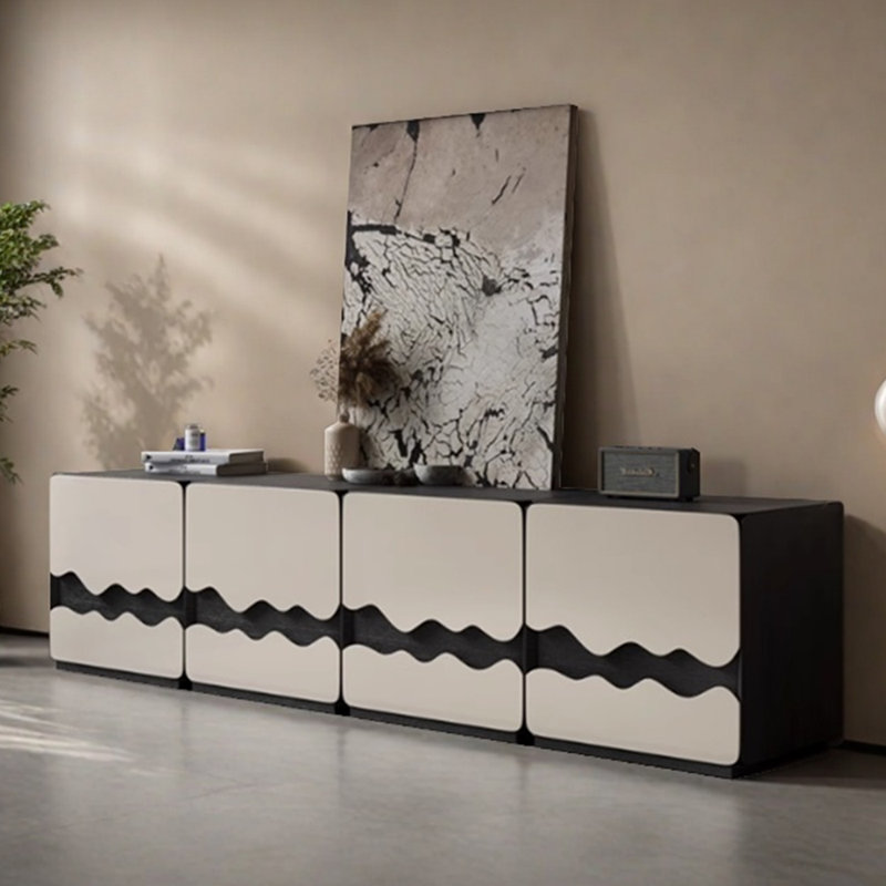 Meuble télé au design minimaliste aux couleurs contrastantes