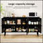 Buffet avec porte en rotin, console de rangement moderne pour l'entrée et le salon avec beaucoup d'espace-2146917282