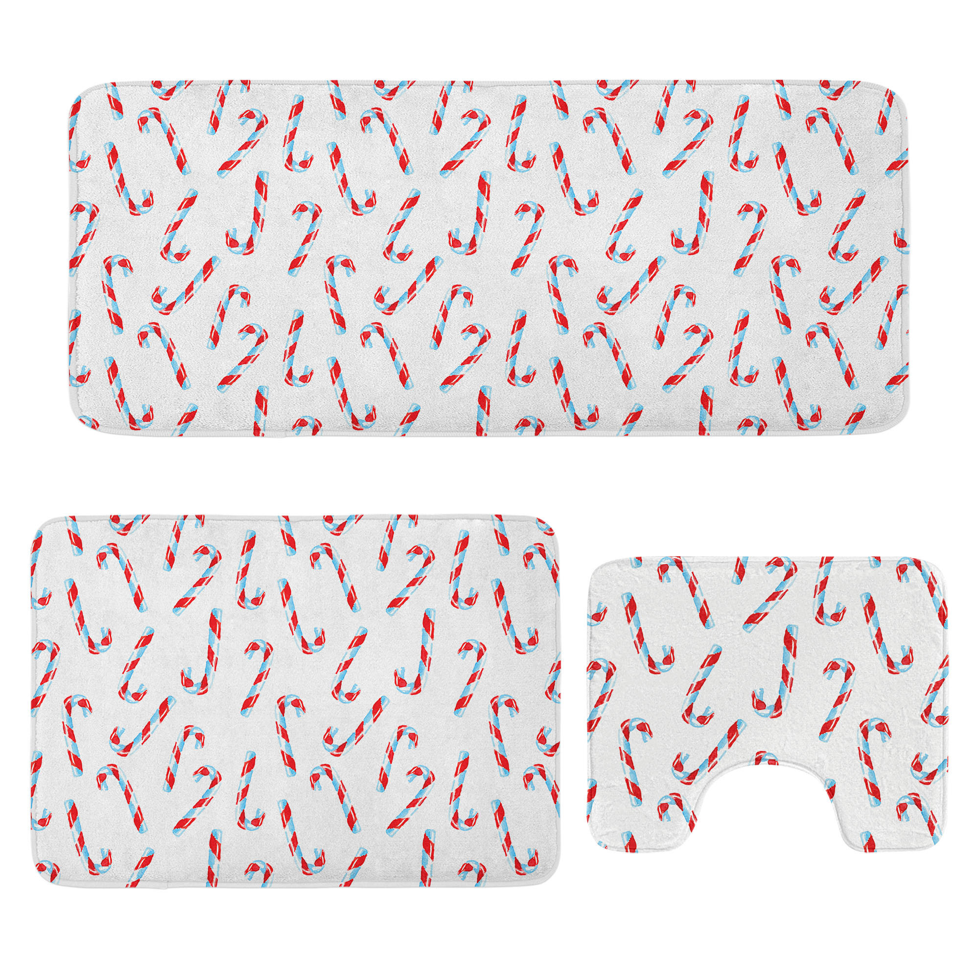 East Urban Home Candy Cane Bathroom Rug Set 3 Pieces U-Shape ...