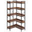 5 Tier Corner Bookshelf Tall Corner Bookcase with 4 Hooks L-Shaped Storage