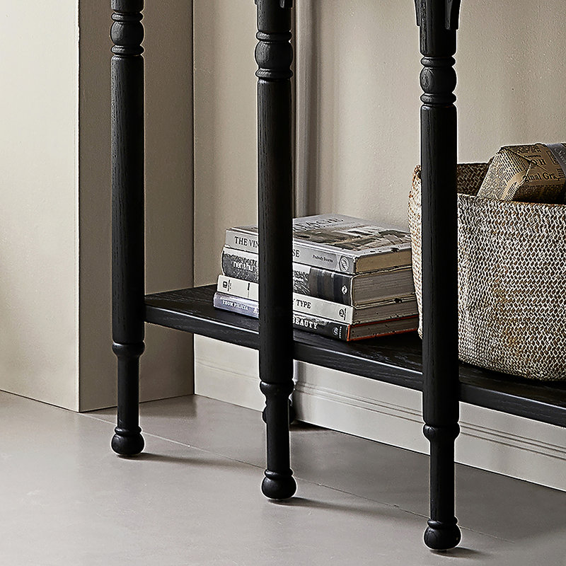 Console en bois massif avec rangement, H 35,4 po x l 39,37 po x P 12,6 po, Noir
