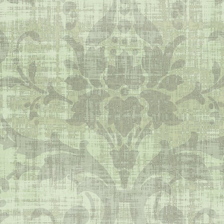 Palace Damask Metallic Wallpaper, Celadon