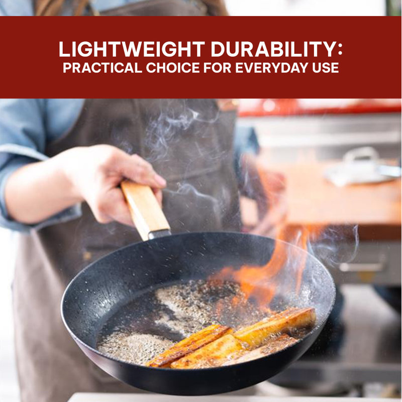 Alva Forest 8" Nonstick Carbon Steel Frying Pan with Acacia Handle
