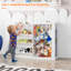 Johnson Kids Bookcase & Toy Storage Organiser With 3 Removable Plastic Boxes, Wooden Children's Bookshelf With Elastic Sling Pockets For Playroom, Bedroom, Nursery Or Classroom-1269491825