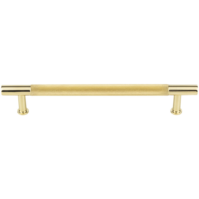 Beliza Knurled Bar Pull, Polished Brass, 6 5/16"