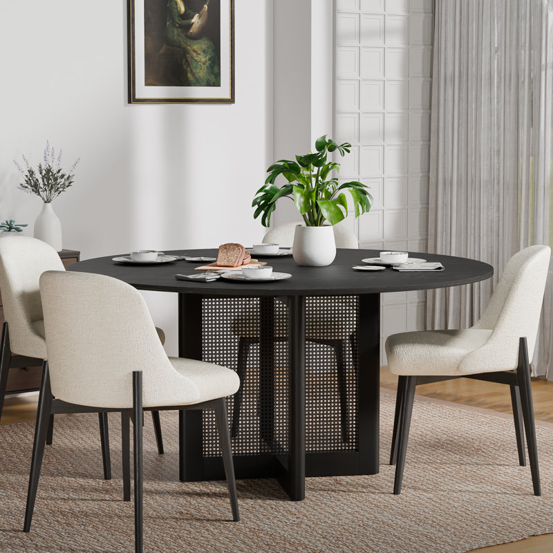 Ensemble de chaises de table rondes en bois, Noir, H 30 po x L 60 po x l 60 po