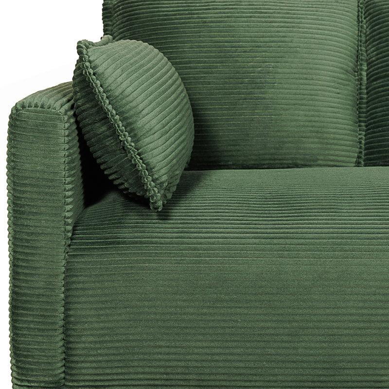 Causeuse avec pochette de rangement latérale, Dark Green Corduroy