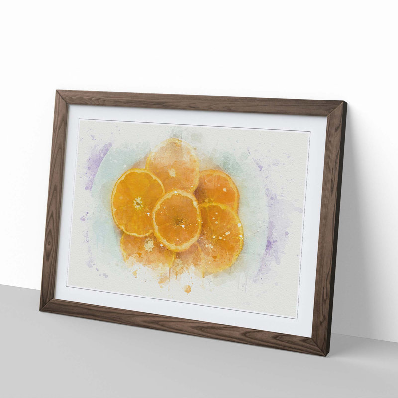 Slices of the Orange in Abstract - Picture Frame Graphic Art Print, 48cm H x 65cm W x 2cm D, Walnut Framed