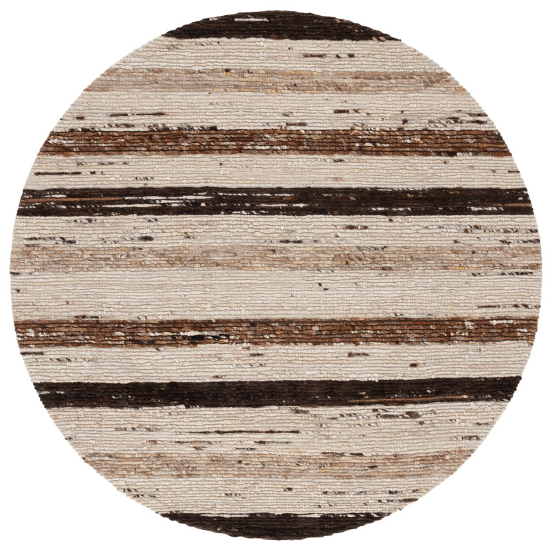 Tapis brun / beige fait à la main Grabowski Pafford, Rond 6 pi