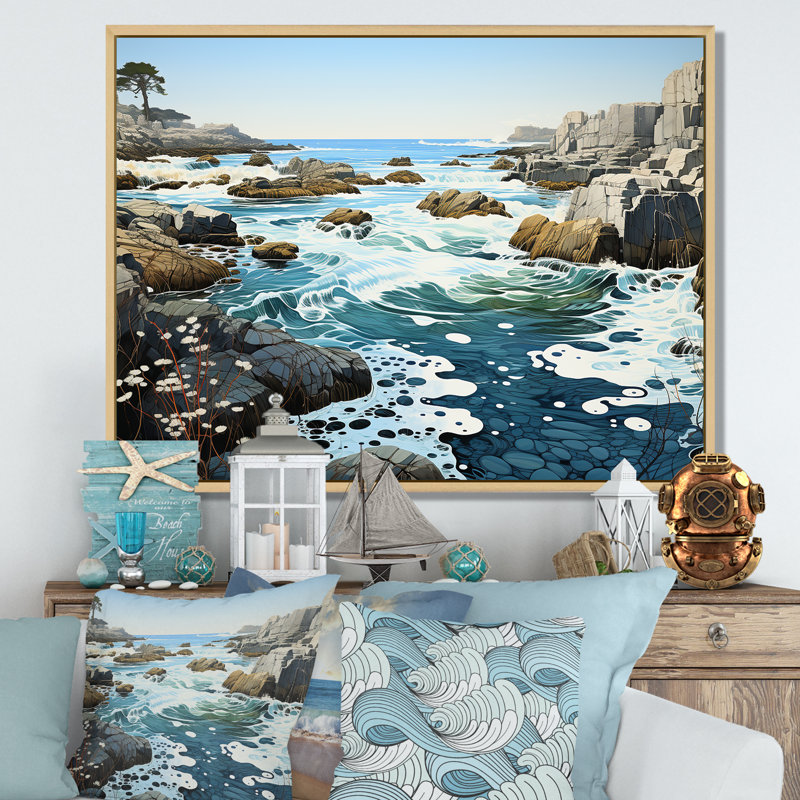 Paysage de plage sauvage IV sur toile, Cadre naturel flottant, H 16 po x l 32 po x P 1 po