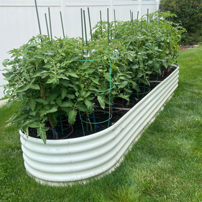 Lot de 2 : Jardinière surélevée en acier galvanisé blanc, 3,66 m x 0,91 m x 0,46 m