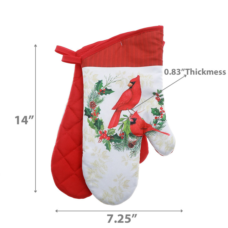 Ensemble de 2 gants de cuisine 14 "(2 pièces) (Cardinals perchés sur une couronne)