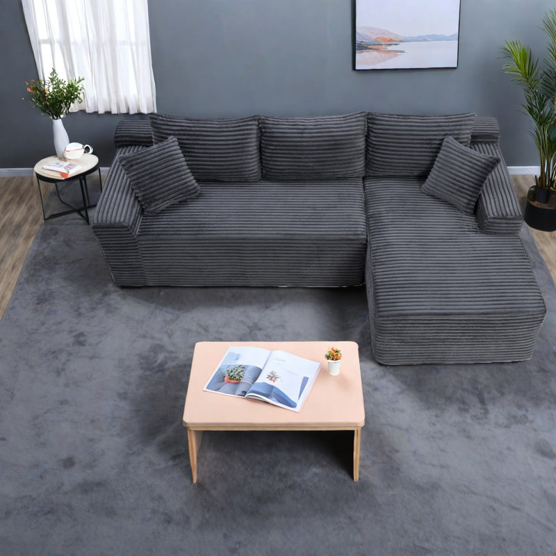 Compression Cloud Sectionals, Corduroy L Shape Modern Home Sofa