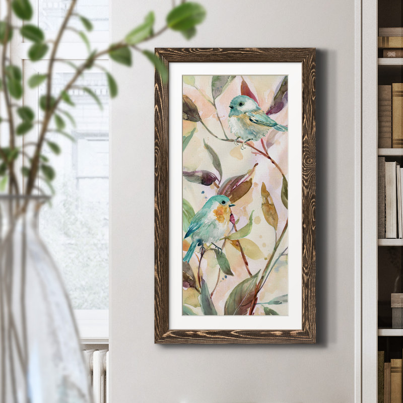 Bird Sanctuary I - Peinture sur toile encadrée, Noyer