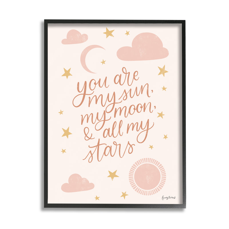 «My Sun Moon and Stars», art du ciel pour enfants, Giclée encadrée noir minuit, H 30 po x l 24 po x P 1,5 po