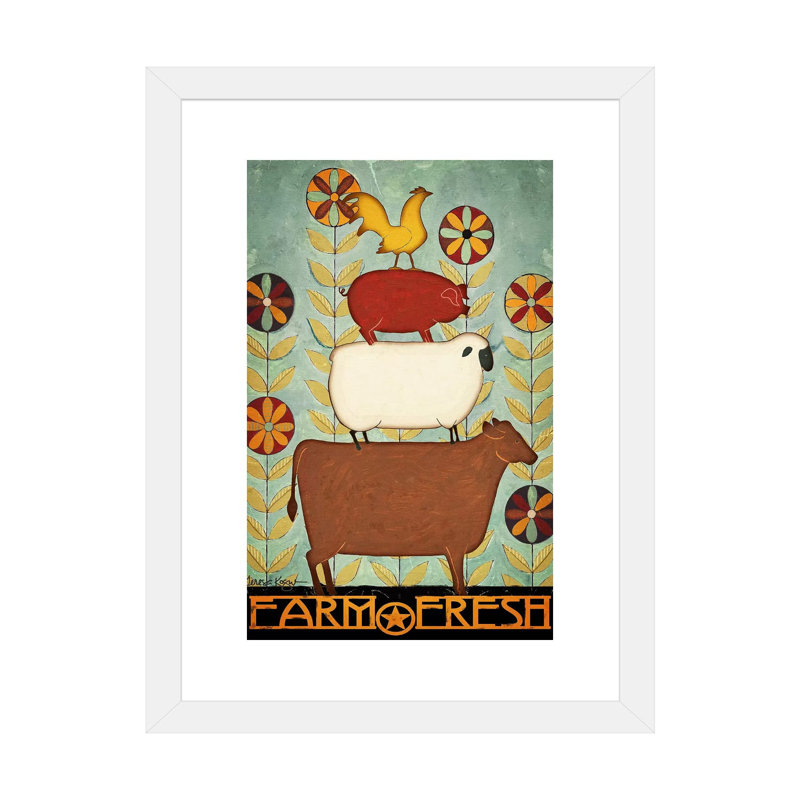 «Farm Fresh Animal Stack» par Teresa Kogut - reproduction, Blanc, H 24 po x l 16 po x P 1 po, Papier encadré blanc