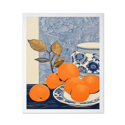 Oranges et vase bleu