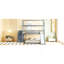 Lit simple superposé au dessus d'un lit double avec glissade, lit maison avec glissade, gris-1629078676