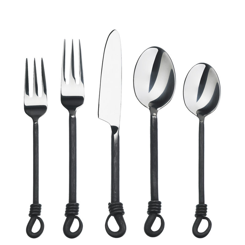 Twist N Shout 20 Piece Flatware Set, Service for 4, Black 